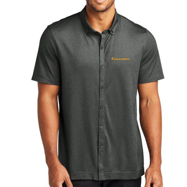Gold Medal Embroidered - Stretch Pique Full Button Polo Thumbnail