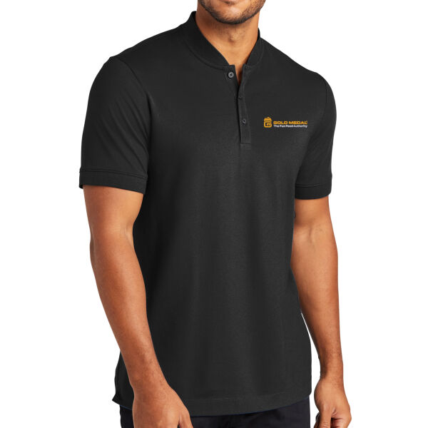 Gold Medal Tagline Embroidered - Stretch Pique Henley Thumbnail