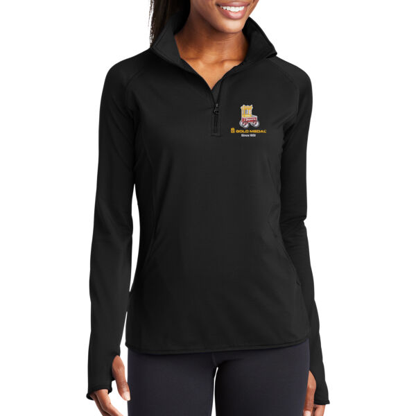 Gold Medal Popcorn Cart Embroidered - Ladies Sport Wick ® Stretch 1/4 Zip Pullover Thumbnail