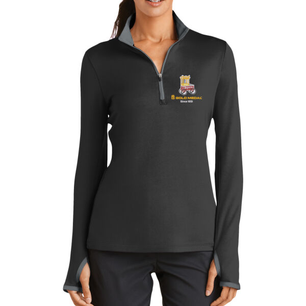 Gold Medal Popcorn Cart Embroidered - Ladies Dri FIT Stretch 1/2 Zip Cover Up Thumbnail