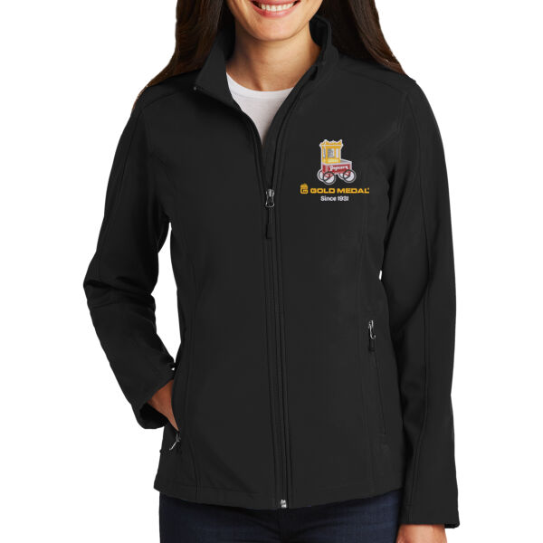 Gold Medal Popcorn Cart Embroidered - Ladies Core Soft Shell Jacket Thumbnail