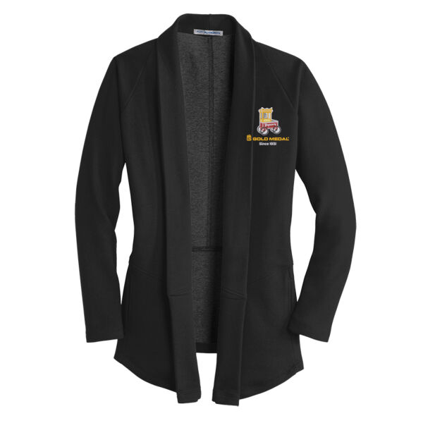 Gold Medal Popcorn Cart Embroidered - Ladies Interlock Cardigan Thumbnail